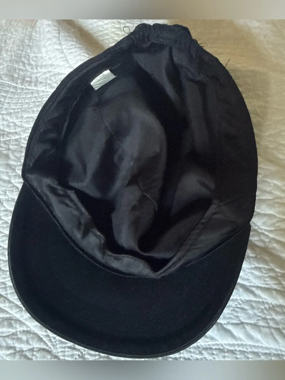 Black Cadet Style Military Cap with Rhinestone Fleur-de-Lis Emblem